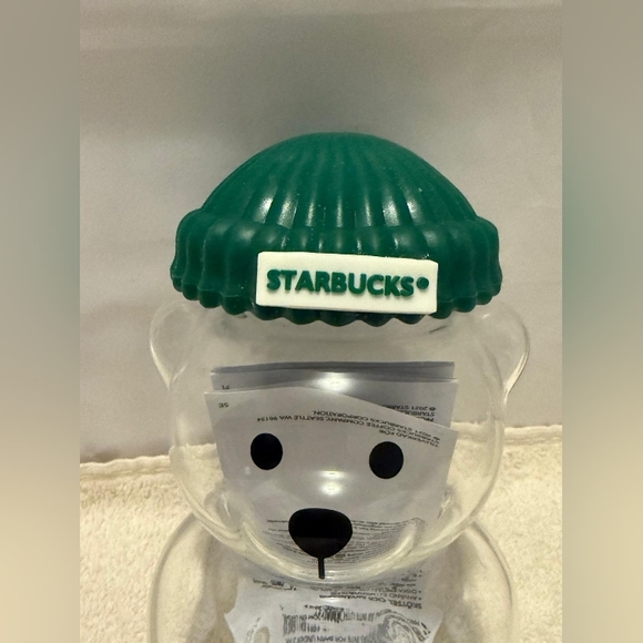 Starbucks Clear Bear Glass with Green Hat - Picture 3 of 7
